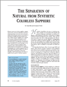 The separation of natural from synthetic colorless sapphire